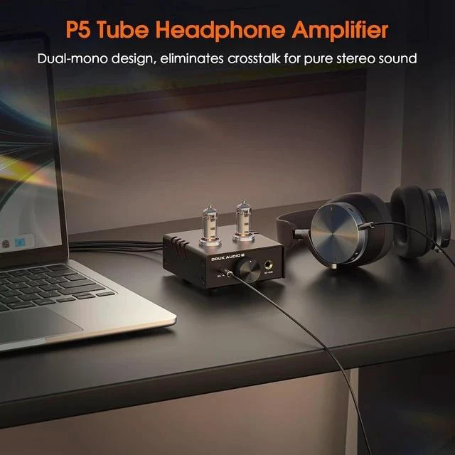 Alt view image 2 of 7 - P5 Mini Tube Headphone Amplifier: 4.4mm Balanced & 6.35mm Output Preamp for Hi-Fi Desktop StudioDual-Mono DesignOp-Amp Tube RollingAdjustable Gain 16-600
