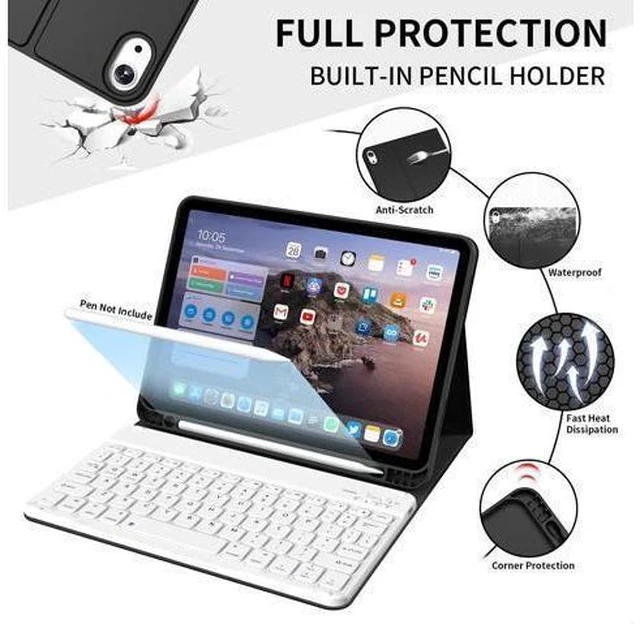 Alt view image 5 of 7 - kenke for iPad 10th Generation Case with Keyboard (10.9 Inch, 2022), Magnetically Detachable Wireless Bluetooth Keyboard, Folio Keyboard Case with Pencil Holder for iPad 10th Generation, Black