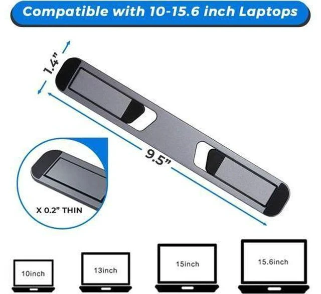 Alt view image 2 of 7 - Laptop Riser for Desk Aluminum Foldable Laptop Stand for 10-16 Models Including MacBook MacBook Air iPad HP and More Self-Adhesive Portable Laptop Stand with Non-Skid Feet