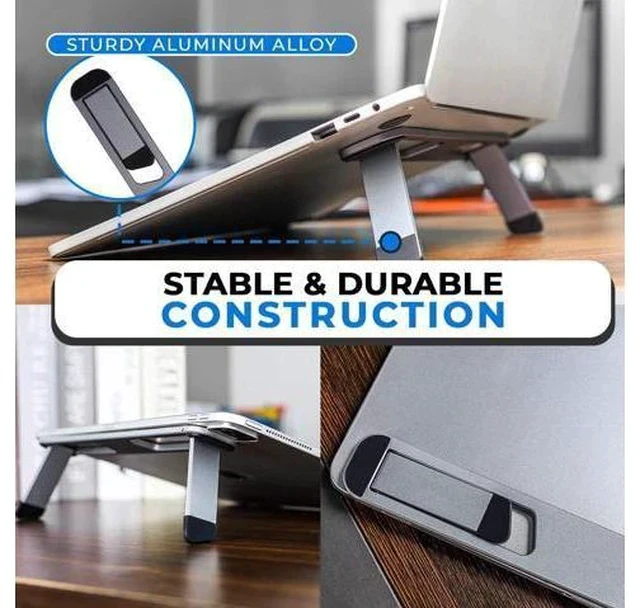 Alt view image 4 of 7 - Laptop Riser for Desk Aluminum Foldable Laptop Stand for 10-16 Models Including MacBook MacBook Air iPad HP and More Self-Adhesive Portable Laptop Stand with Non-Skid Feet