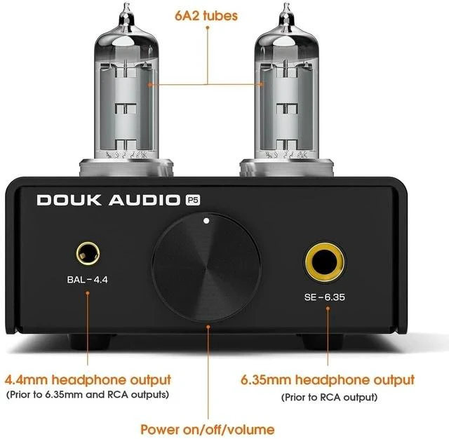 Alt view image 7 of 7 - P5 Mini Tube Headphone Amplifier: 4.4mm Balanced & 6.35mm Output Preamp for Hi-Fi Desktop StudioDual-Mono DesignOp-Amp Tube RollingAdjustable Gain 16-600
