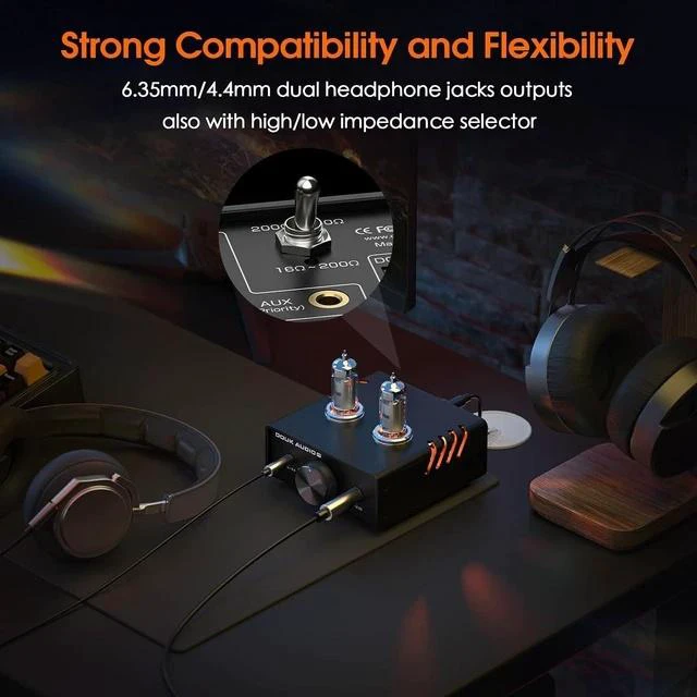 Alt view image 5 of 7 - P5 Mini Tube Headphone Amplifier: 4.4mm Balanced & 6.35mm Output Preamp for Hi-Fi Desktop StudioDual-Mono DesignOp-Amp Tube RollingAdjustable Gain 16-600