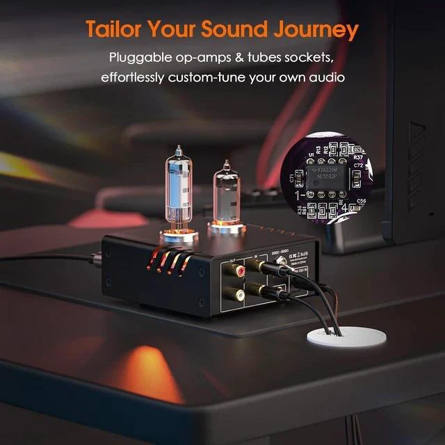 Alt view image 4 of 7 - P5 Mini Tube Headphone Amplifier: 4.4mm Balanced & 6.35mm Output Preamp for Hi-Fi Desktop StudioDual-Mono DesignOp-Amp Tube RollingAdjustable Gain 16-600