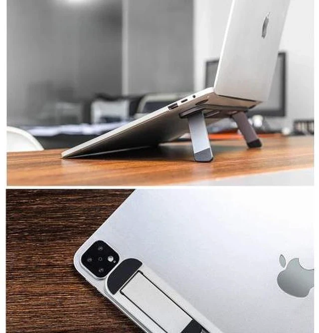 Alt view image 6 of 7 - Laptop Riser for Desk Aluminum Foldable Laptop Stand for 10-16 Models Including MacBook MacBook Air iPad HP and More Self-Adhesive Portable Laptop Stand with Non-Skid Feet