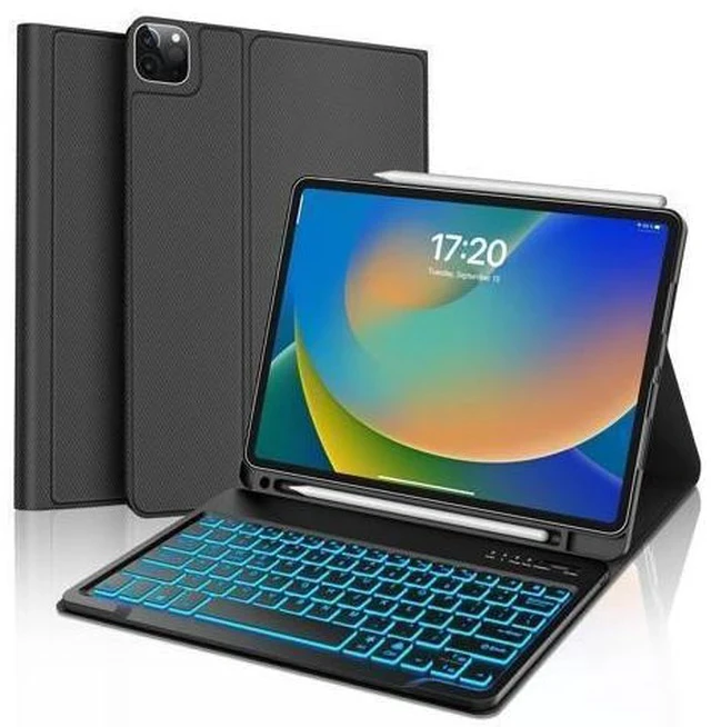 Alt view image 6 of 7 - Keyboard Case for iPad Pro 12.9-in 6th, 5th, 4th, 3rd Generation - Magic Keyboard for iPad Air 13 2024 Case, Magnetic Detachable, 7 Colors Backlit, Folio Cover for Pro 12.9 Keyboard Pen Holder, Black
