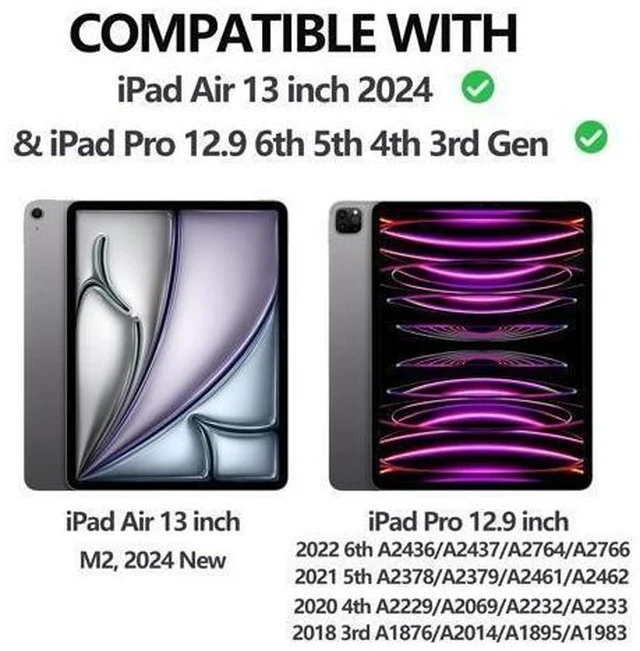 Alt view image 7 of 7 - Keyboard Case for iPad Pro 12.9-in 6th, 5th, 4th, 3rd Generation - Magic Keyboard for iPad Air 13 2024 Case, Magnetic Detachable, 7 Colors Backlit, Folio Cover for Pro 12.9 Keyboard Pen Holder, Black