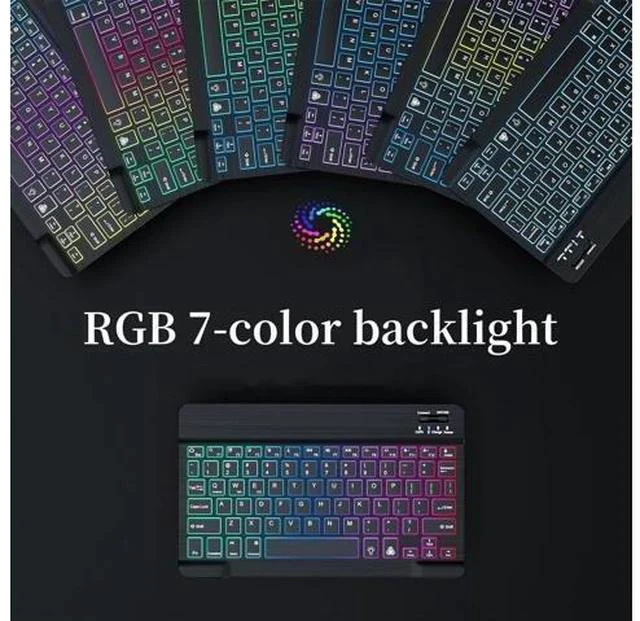 Alt view image 3 of 7 - Disonbeir Backlit Keyboard Case for iPad A16 2025/ iPad 2022 10th Generation 10.9 inch Case with Keyboard Colorful RGB Backlight Magnetic Detachable Keyboard Cute Candy Color Case,Pink+White