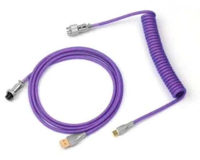 Main image of Mix 1.8m Coiled Type-C to USB A TPU Mechanical Keyboard Space Cable with Detachable Aviator Connector for Gaming Keyboard and Cellphone(Purple)