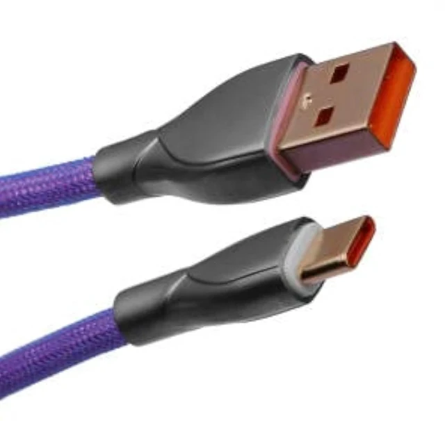 Alt view image 6 of 7 - Mix 1.8m Coiled Type-C to USB A TPU Mechanical Keyboard Space Cable with Detachable Aviator Connector for Gaming Keyboard and Cellphone(Purple)