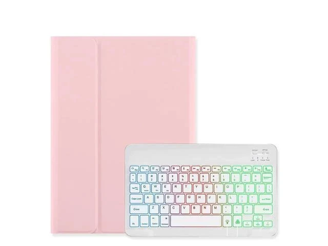 Alt view image 6 of 7 - Disonbeir Backlit Keyboard Case for iPad A16 2025/ iPad 2022 10th Generation 10.9 inch Case with Keyboard Colorful RGB Backlight Magnetic Detachable Keyboard Cute Candy Color Case,Pink+White