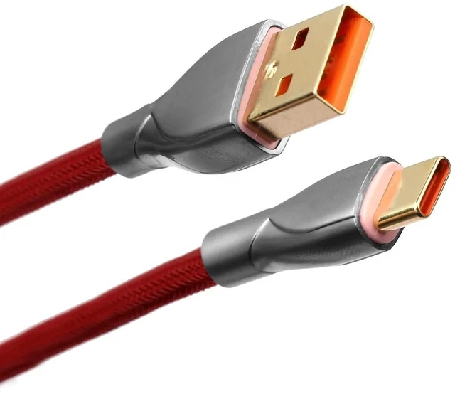 Alt view image 6 of 6 - Mix 1.8m Coiled Type-C to USB A TPU Mechanical Keyboard Space Cable with Detachable Aviator Connector for Gaming Keyboard and Cellphone (Red)