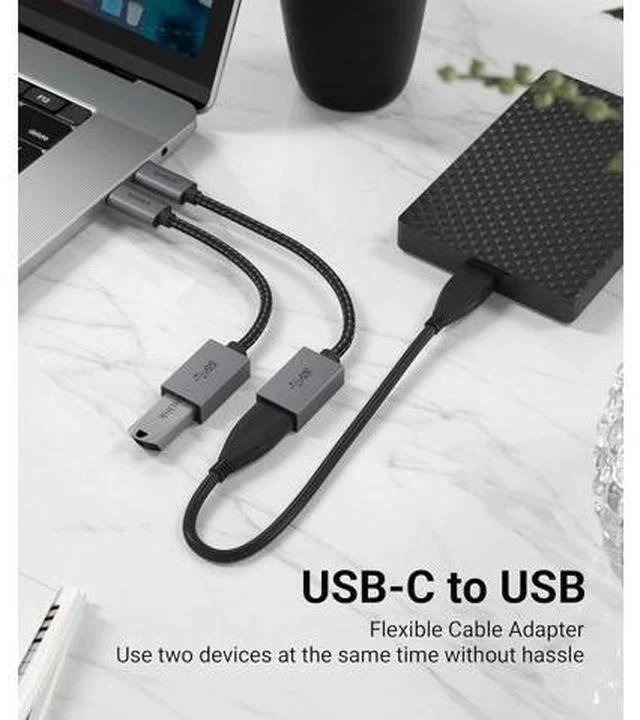 Alt view image 2 of 7 - USB C to USB Adapter 2 Pack USB C to USB 3 10Gbps Type C Thunderbolt 3 to USB Female Adapter OTG Cable Compatible with iPhone 17/16/15 Pro Max iPad mini 6 MacBook Pro/Air Space Gray