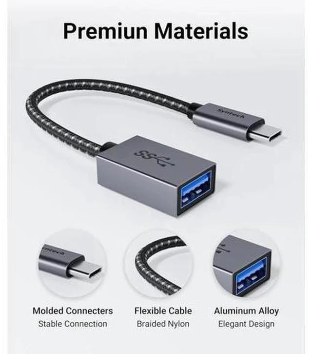 Alt view image 4 of 7 - USB C to USB Adapter 2 Pack USB C to USB 3 10Gbps Type C Thunderbolt 3 to USB Female Adapter OTG Cable Compatible with iPhone 17/16/15 Pro Max iPad mini 6 MacBook Pro/Air Space Gray