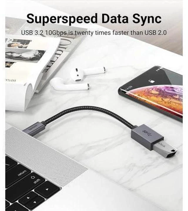 Alt view image 3 of 7 - USB C to USB Adapter 2 Pack USB C to USB 3 10Gbps Type C Thunderbolt 3 to USB Female Adapter OTG Cable Compatible with iPhone 17/16/15 Pro Max iPad mini 6 MacBook Pro/Air Space Gray