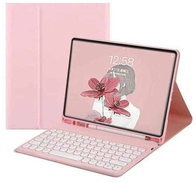 Main image of HENGHUI Keyboard Case for Galaxy Tab S6 Lite 10.4 inch Keyboard Case Cute Round Key Color Keyboard Wireless Detachable BT Keyboard Cover with S Pen Holder (Pink)