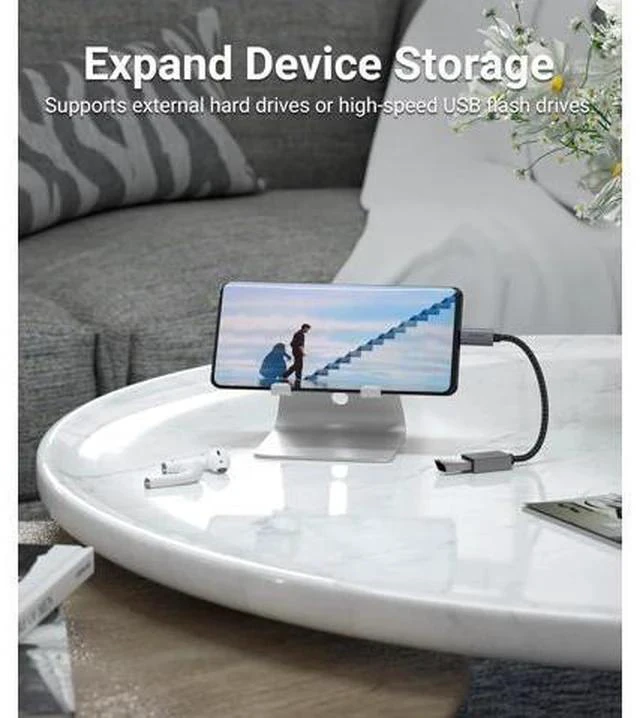 Alt view image 7 of 7 - USB C to USB Adapter 2 Pack USB C to USB 3 10Gbps Type C Thunderbolt 3 to USB Female Adapter OTG Cable Compatible with iPhone 17/16/15 Pro Max iPad mini 6 MacBook Pro/Air Space Gray