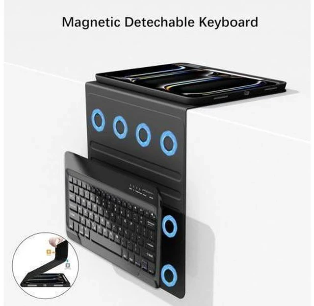 Alt view image 3 of 7 - KVAGO for iPad Pro 13 inch M4 Case with Keyboard, Magnetic Bluetooth Keyboard Case, Auto Wake/Sleep, Folio Cover with Pencil Holder for iPad Pro 13 inch 2024, Space Black