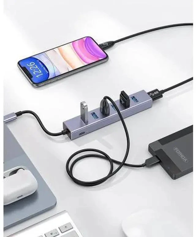 Alt view image 7 of 7 - USB C to USB Hub, 8 Ports USB 3.0 Adapter with 7 USB 3.0 Data Ports,USB C Splitter with USB C 5V/3a Extra Power, 7.9IN/20CM Main Cable USB HUB, USB Extension for Laptop and PC