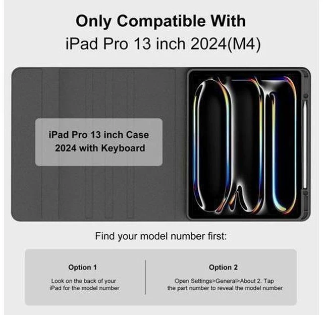 Alt view image 7 of 7 - KVAGO for iPad Pro 13 inch M4 Case with Keyboard, Magnetic Bluetooth Keyboard Case, Auto Wake/Sleep, Folio Cover with Pencil Holder for iPad Pro 13 inch 2024, Space Black