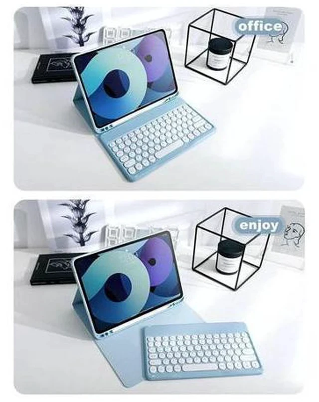 Alt view image 3 of 7 - PboyiqiS Keyboard Case for iPad 6th/5th Generation, Case for 9.7 inch iPad6/iPad5/Air2/Pro9.7 Keyboard with Mouse, Cute Round Key Detachable Keyboard Case with Pencil Holder, Light Purple
