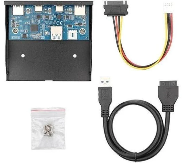 Alt view image 5 of 6 - Type-C USB3.0 Dual Ports & USB3.0 Type-A Dual Port HUB Front Panel to Motherboard 20Pin Connector Cable Cord for 3.5" Floppy Bay