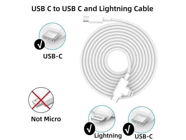 Alt view image 7 of 7 - USB-C to Lightning Cable 2-Pack 6 Feet USB C to USB C Cable 90 Degree Fast Charging Cord for iPhone17/ 16/15/14/13/12 iPad MacBook Galaxy