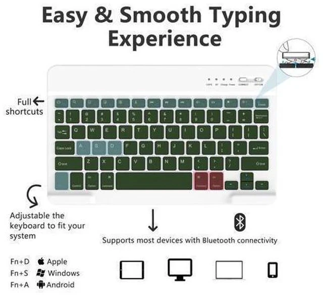 Alt view image 3 of 7 - MMK iPad Pro 11 inch 4th 3rd Gen Case with Keyboard, iPad Air 5th 4th 10.9 inch & iPad Air 11 inch (M2) 2024 Keyboard Case, Detachable Bluetooth Keyboard with Pencil Holder - Deep Green