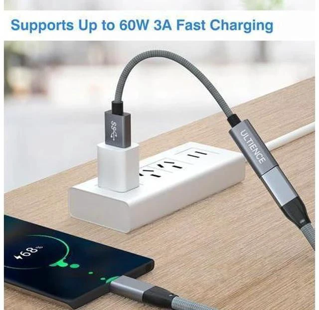 Alt view image 3 of 7 - USB to USB C Cable Adapter 2 Pack USB C Female to USB A Male Adapter - 10Gbps Data Transfer 60W Fast Charging Type-C 3.2 Converter Compatible with Laptops PCs Flash Drives (0.41 Ft Grey)