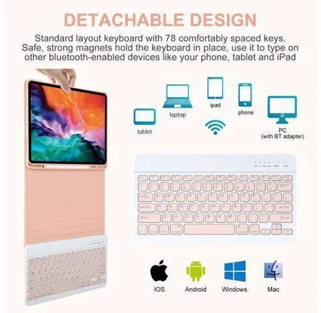 Alt view image 5 of 7 - iPad Pro 12.9 Case with Keyboard -Keyboard Case for iPad Pro 12.9-inch 2022 (6th Generation), iPad Pro 12.9 5th (2021) & 4th (2020) & 3rd (2018) Gen, Wireless Detachable - with Pencil Holder