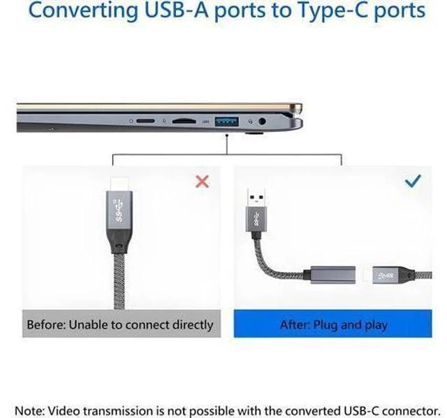 Alt view image 6 of 7 - USB to USB C Cable Adapter 2 Pack USB C Female to USB A Male Adapter - 10Gbps Data Transfer 60W Fast Charging Type-C 3.2 Converter Compatible with Laptops PCs Flash Drives (0.41 Ft Grey)