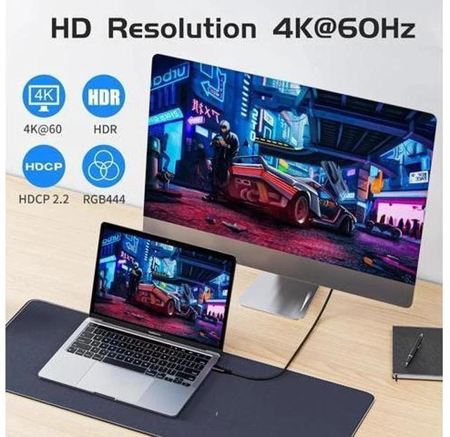 Alt view image 6 of 7 - USB-C Cable - 4K Video & Power 3.2 Gen 2 20Gbps 240W PD Fast Charging 6.6FT Black