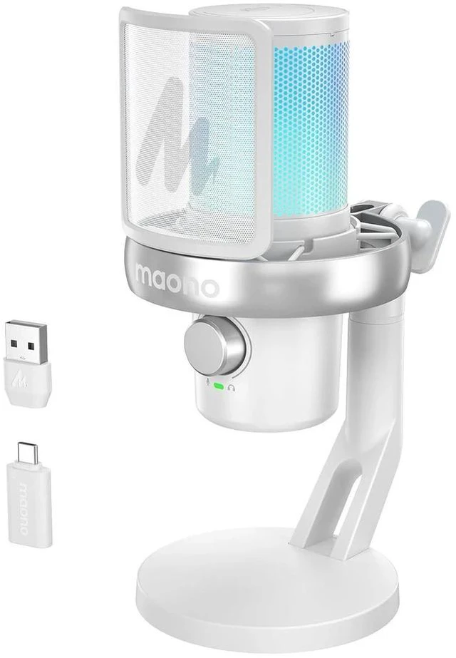Main image of Wireless Gaming Microphone for PC, Condenser USB Mic with AI Voice Change, Noise Cancellation, RGB,