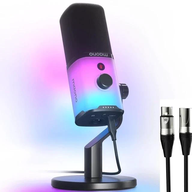 Main image of USB/XLR Dynamic Microphone for Gaming Podcast,Computer PC Microphone RGB, Mute Button, 48kHz/24bit P