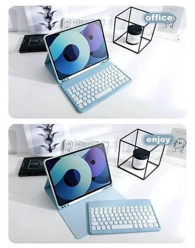 Alt view image 3 of 7 - PboyiqiS Keyboard Case for iPad 10 2022, iPad10th Generation Case with Keyboard and Mouse Cute Round Key Detachable Keyboard Case with Pencil Holder (Light Purple)