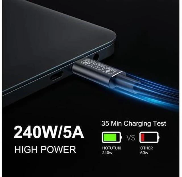 Alt view image 5 of 7 - USB-C Cable - 4K Video & Power 3.2 Gen 2 20Gbps 240W PD Fast Charging 6.6FT Black