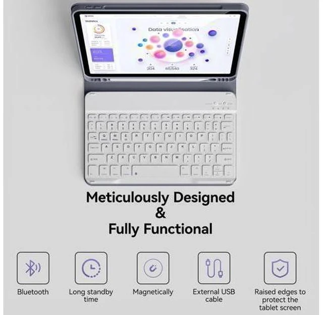 Alt view image 4 of 7 - KenKe Keyboard Case for iPad Air 11 Inch 2024 (M2), for iPad Air 5th/4th Generation (2022/2020) 10.9 Inch with Pencil Holder, Magnetic Detachable Wireless Keyboard & Flip Case for iPad Air, Purple