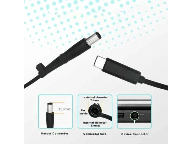 Alt view image 2 of 2 - Fast charging cable 20V 7.4 x5.0mm For HP Power Plug PD To Usb 3.1 Type C Usb-C male Charge Cable