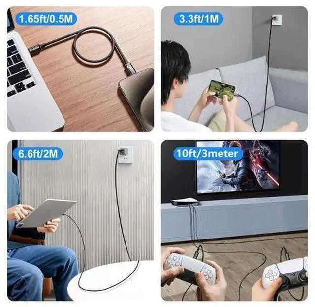 Alt view image 7 of 7 - USB-C Cable - 4K Video & Power 3.2 Gen 2 20Gbps 240W PD Fast Charging 6.6FT Black