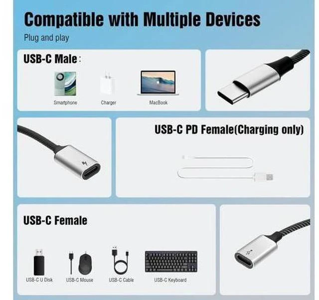 Alt view image 5 of 7 - USB C Splitter Cable USB C Male to 3 USB C Female Adapter with Fast Charging Data Transfer 3 in 1 OTG Type C Cord Converter for iPhone 15/15 Pro/15 Pro Max/15 Plus iPad Pro/Air Mac