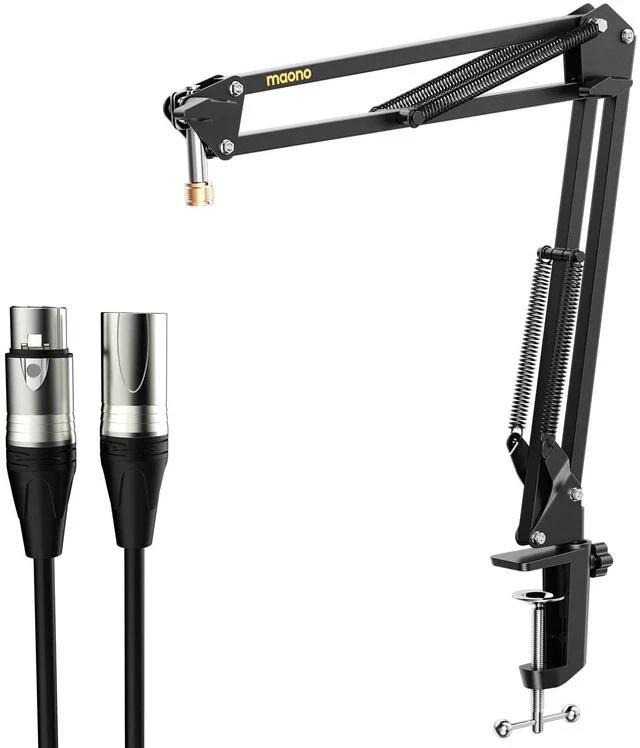 Main image of Boom Arm Microphone Stand with XLR Cable: Adjustable Metal Suspension Mic Boom Arm Kit for Podcast G