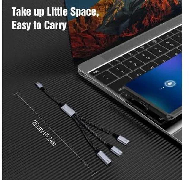 Alt view image 7 of 7 - USB C Splitter Cable USB C Male to 3 USB C Female Adapter with Fast Charging Data Transfer 3 in 1 OTG Type C Cord Converter for iPhone 15/15 Pro/15 Pro Max/15 Plus iPad Pro/Air Mac