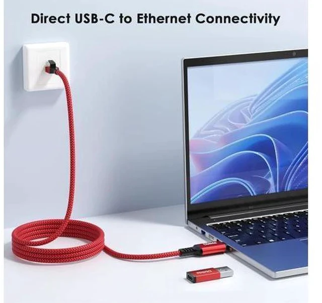Alt view image 6 of 7 - USB C to Ethernet Cable 10 FT - 2 in 1 USB A/C to RJ45 Cable 1Gbps Braided Ethernet to USB C Cable Type C to RJ45 Ethernet for Thunderbolt 4/5 MacBook Pro/Air iPhone 16/17 XPS Galaxy S24