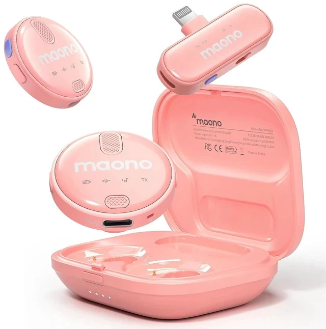 Alt view image 2 of 2 - Wireless-Lavalier-Microphone for iPhone iPad, Wireless Lapel Mic with 48KHz/16Bit, Noise Cancellatio
