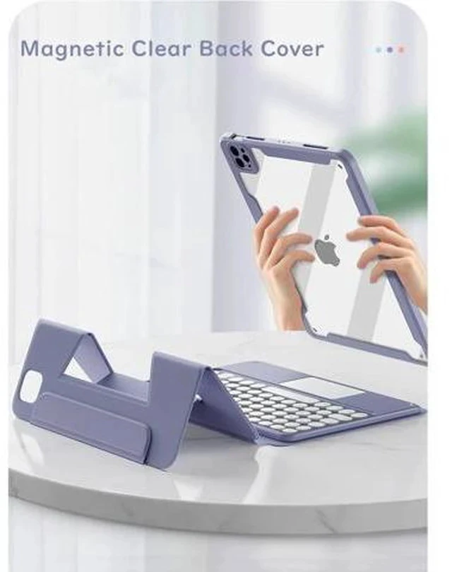 Alt view image 3 of 7 - HENGHUI Magnetic Keyboard Case for iPad Air 5 2022/ Air 4 10.9 inch 2020/ iPad Pro 11 Vertical Keyboard Case with Touchpad Cute Color Keyboard Clear Back Cover Detachable Keyboard (PurpleGray)