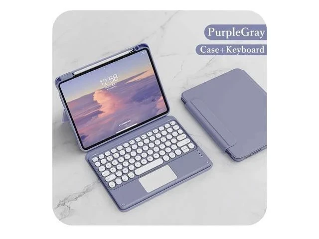 Alt view image 7 of 7 - HENGHUI Magnetic Keyboard Case for iPad Air 5 2022/ Air 4 10.9 inch 2020/ iPad Pro 11 Vertical Keyboard Case with Touchpad Cute Color Keyboard Clear Back Cover Detachable Keyboard (PurpleGray)