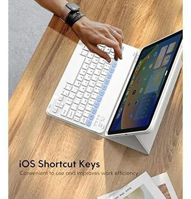 Alt view image 4 of 7 - CHESONA Keyboard Case for iPad 10th Generation 10.9inch - 2022, Detachable Bluetooth Keyboard, Stand Folio Keyboard Cover with Pencil Holder, Rechargeable Keyboard for New iPad 10th Gen 2022,White