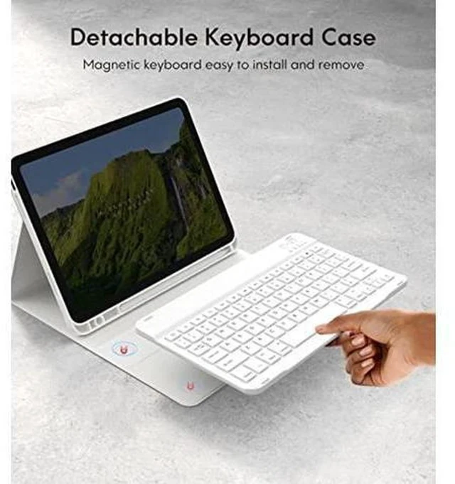 Alt view image 3 of 7 - CHESONA Keyboard Case for iPad 10th Generation 10.9inch - 2022, Detachable Bluetooth Keyboard, Stand Folio Keyboard Cover with Pencil Holder, Rechargeable Keyboard for New iPad 10th Gen 2022,White