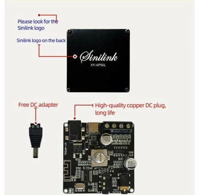 Alt view image 5 of 7 - XY-AP50L 40W50W*2 Stereo Bluetooth Digital Power Amplifier Board 12V/24V2.0 Dual Channel Knob Volume Adjustment Switch