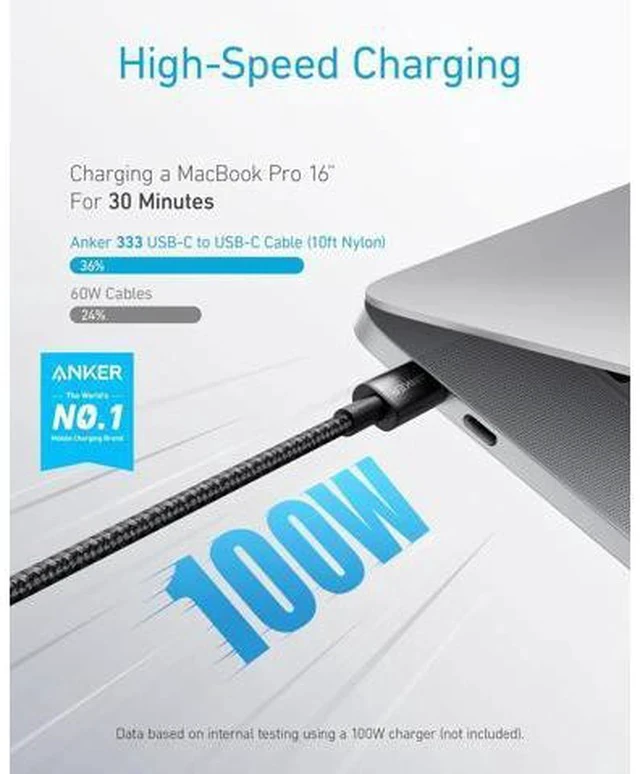 Alt view image 2 of 7 - USB C to USB C Cable Type-C Charging Cord Fast Charge(3.3FT+6FT+10FT 100W) for iPhone 17 Series MacBook and More(Black)