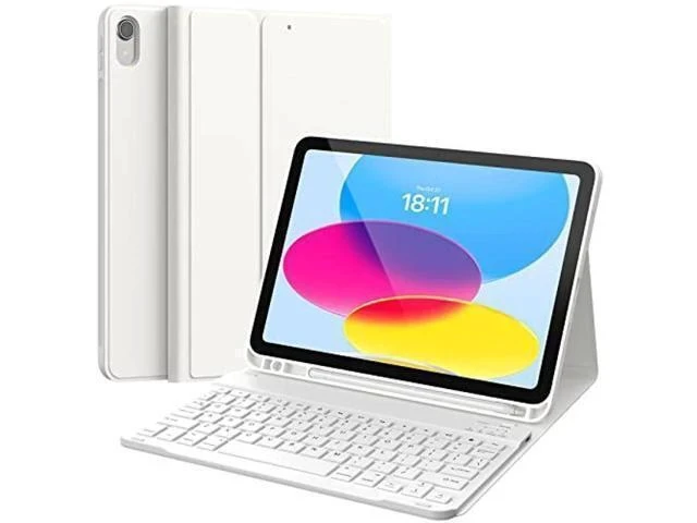 Alt view image 5 of 7 - CHESONA Keyboard Case for iPad 10th Generation 10.9inch - 2022, Detachable Bluetooth Keyboard, Stand Folio Keyboard Cover with Pencil Holder, Rechargeable Keyboard for New iPad 10th Gen 2022,White